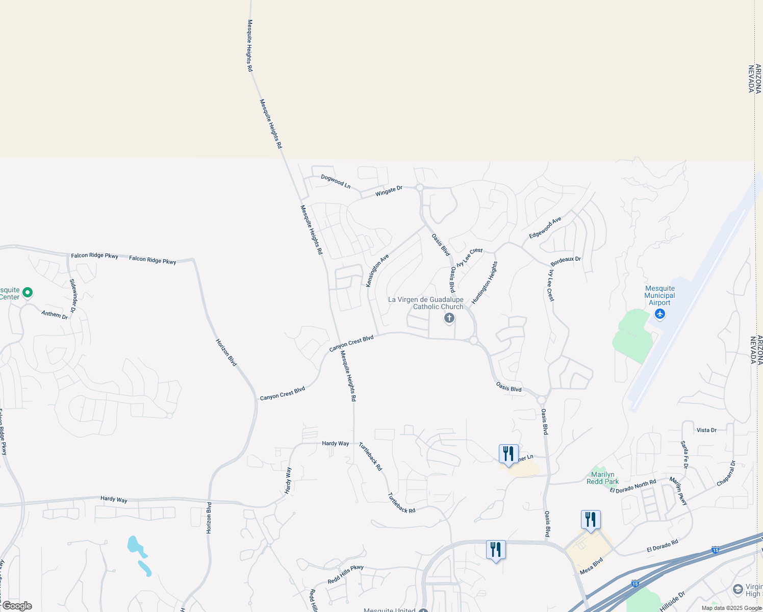 map of restaurants, bars, coffee shops, grocery stores, and more near 1332 Manassas Ridge in Mesquite