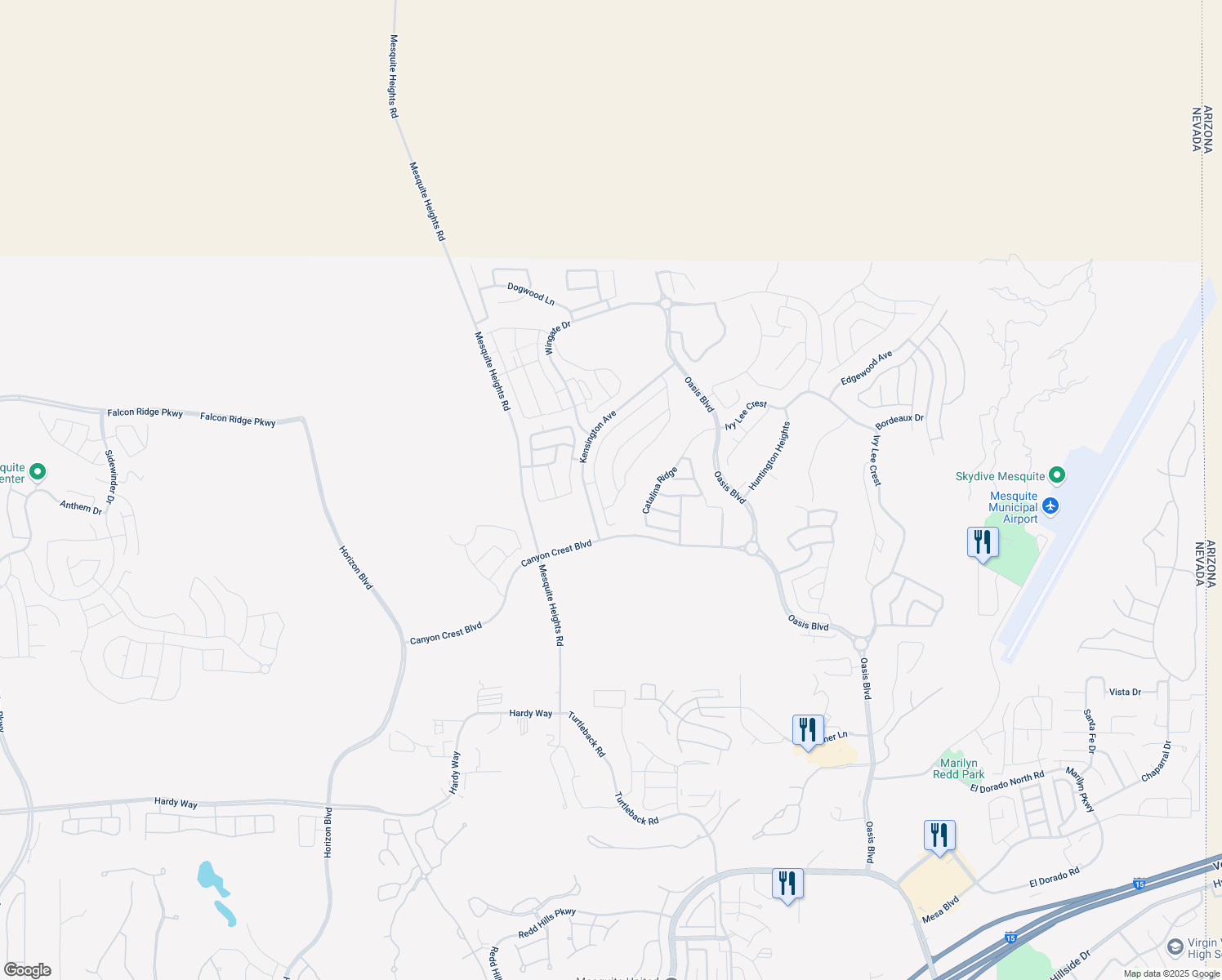 map of restaurants, bars, coffee shops, grocery stores, and more near 1341 Stonewall Bend in Mesquite