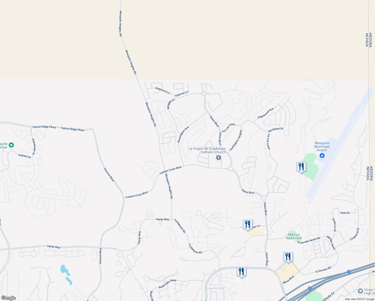 map of restaurants, bars, coffee shops, grocery stores, and more near 1341 Stonewall Bend in Mesquite