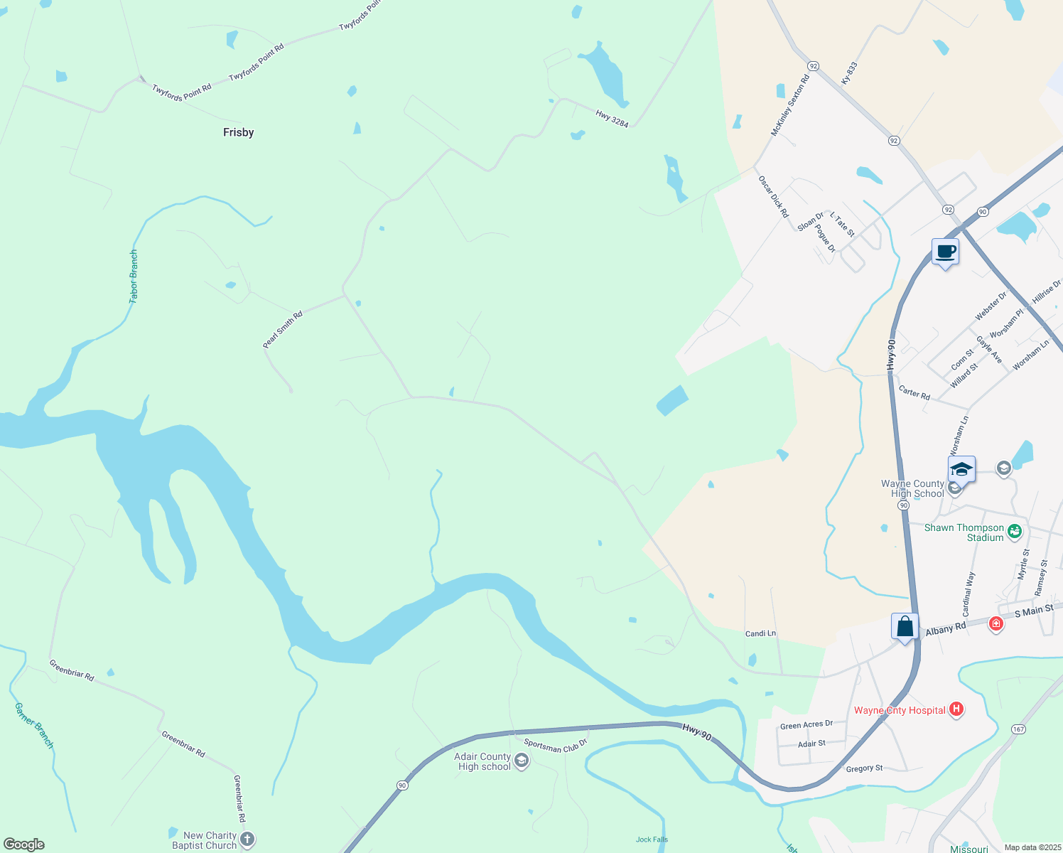 map of restaurants, bars, coffee shops, grocery stores, and more near White Way Inn Road in Monticello