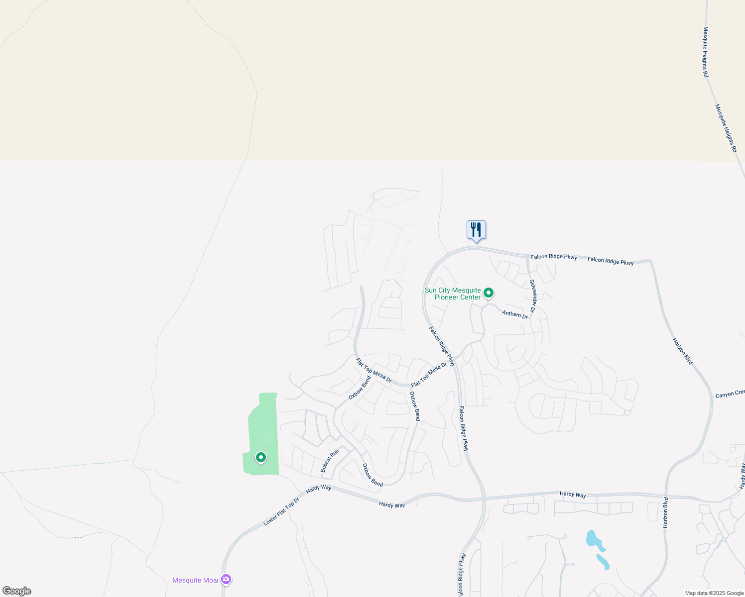 map of restaurants, bars, coffee shops, grocery stores, and more near 1347 Basin View in Mesquite