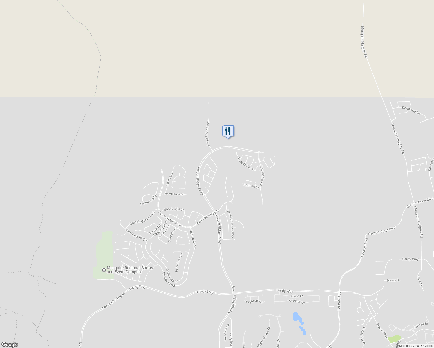 map of restaurants, bars, coffee shops, grocery stores, and more near 1360 Saddle Horn Ridge in Mesquite