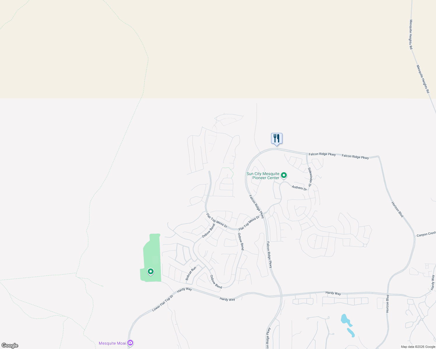 map of restaurants, bars, coffee shops, grocery stores, and more near 1363 Basin View in Mesquite