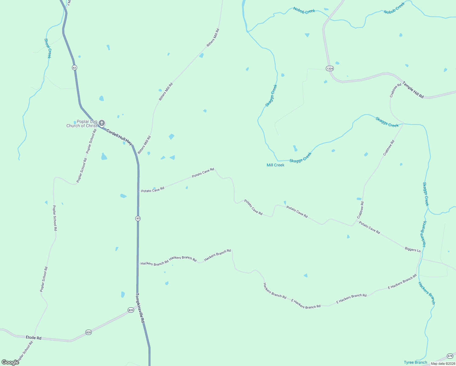 map of restaurants, bars, coffee shops, grocery stores, and more near 850 Potato Cave Road in Glasgow
