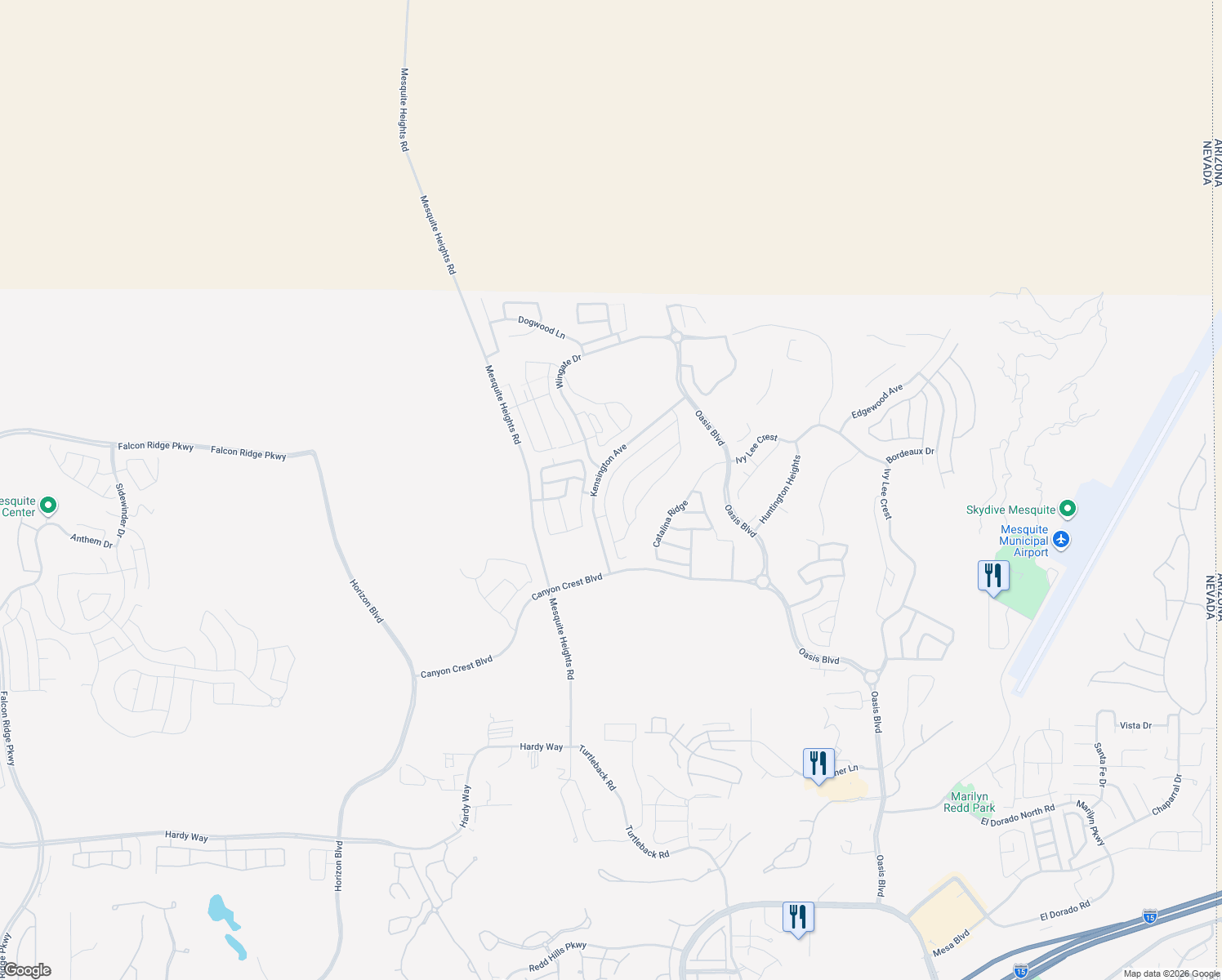 map of restaurants, bars, coffee shops, grocery stores, and more near 1388 Manassas Ridge in Mesquite