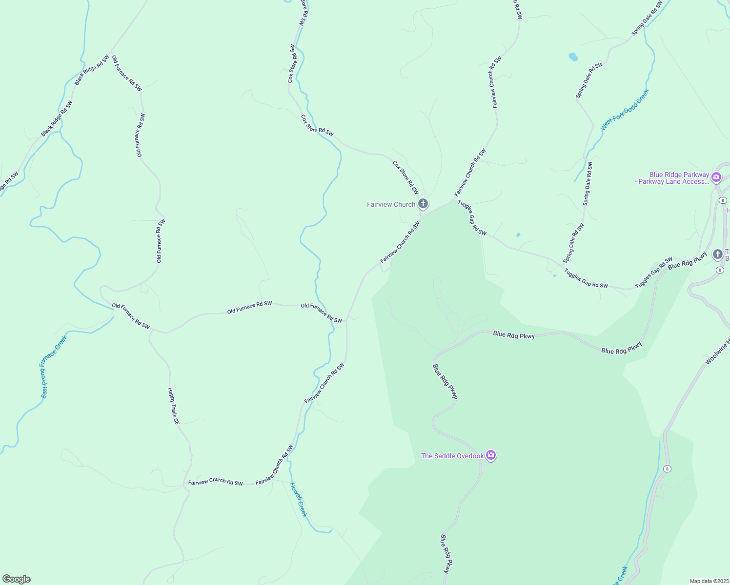 map of restaurants, bars, coffee shops, grocery stores, and more near 1577 Fairview Church Road Southwest in Floyd