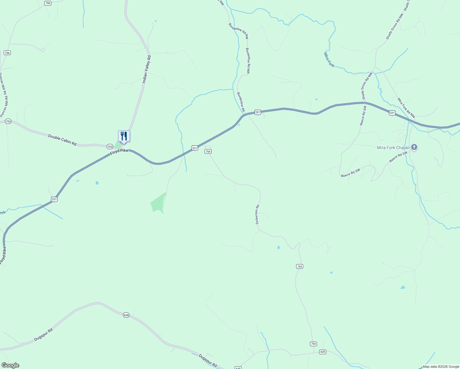 map of restaurants, bars, coffee shops, grocery stores, and more near Dickerson Road in Carroll