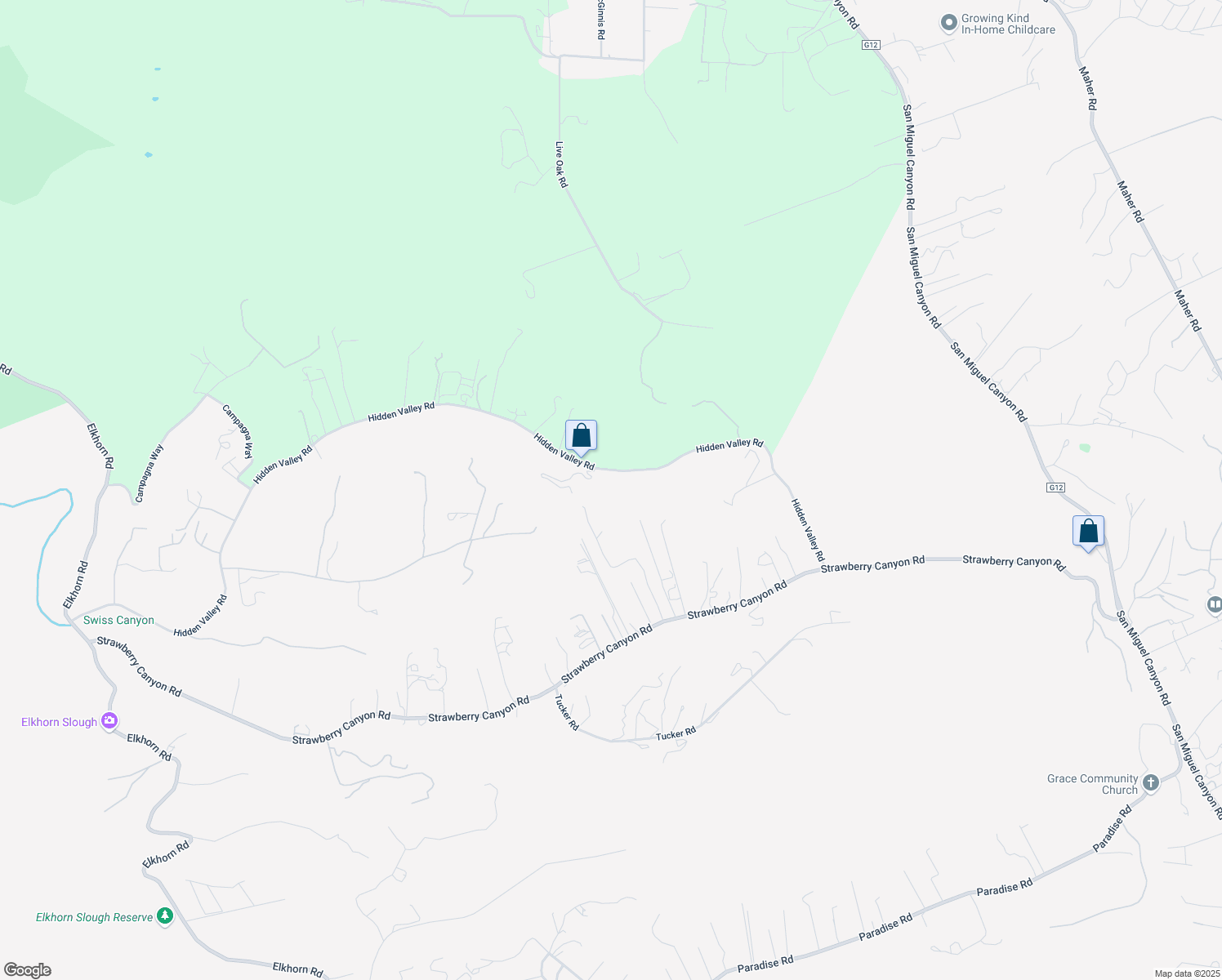 map of restaurants, bars, coffee shops, grocery stores, and more near 404 Hidden Valley Road in Prunedale