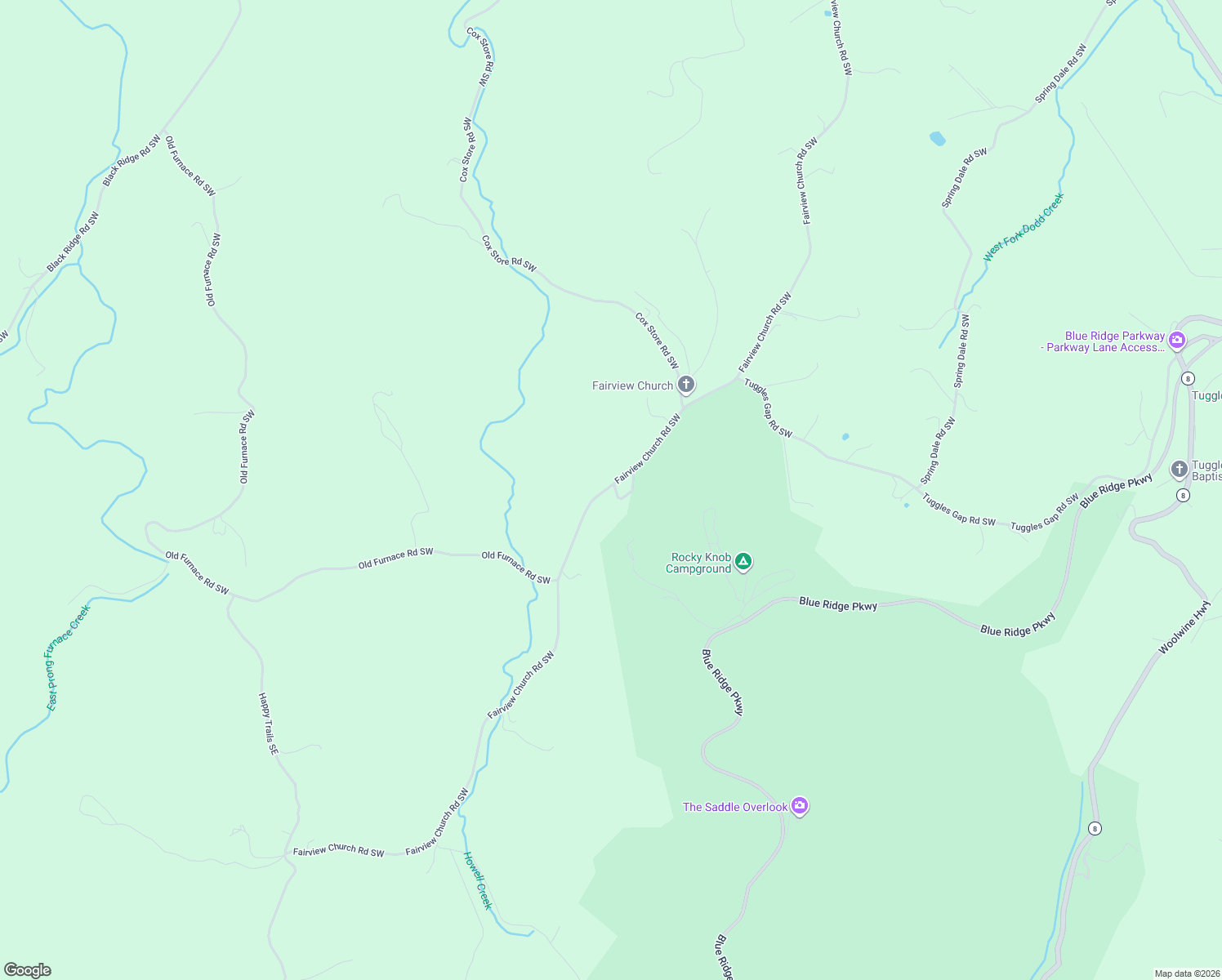map of restaurants, bars, coffee shops, grocery stores, and more near 1484 Fairview Church Road Southwest in Floyd