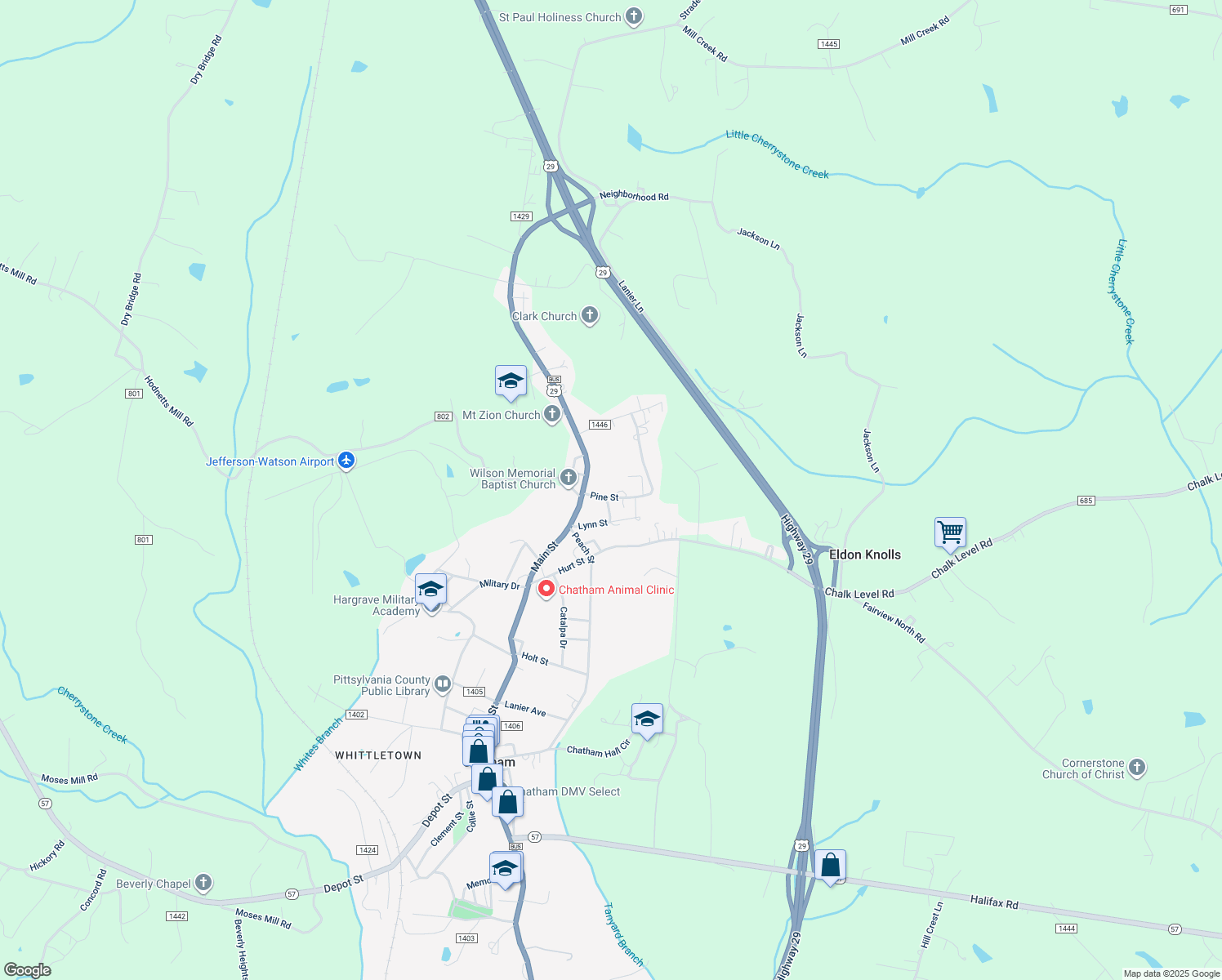map of restaurants, bars, coffee shops, grocery stores, and more near 11 Pine St in Chatham
