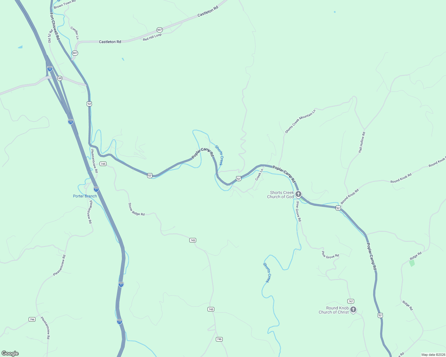 map of restaurants, bars, coffee shops, grocery stores, and more near 9140 Poplar Camp Road in Austinville
