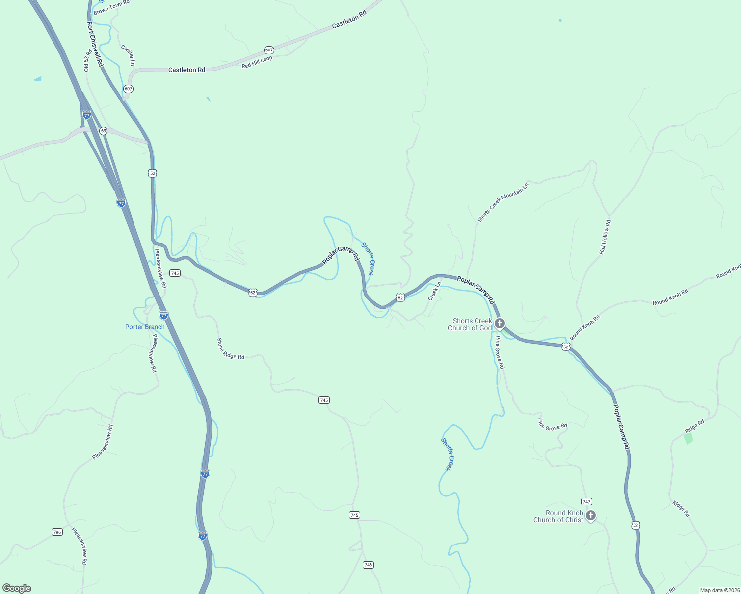 map of restaurants, bars, coffee shops, grocery stores, and more near 9140 Poplar Camp Road in Austinville