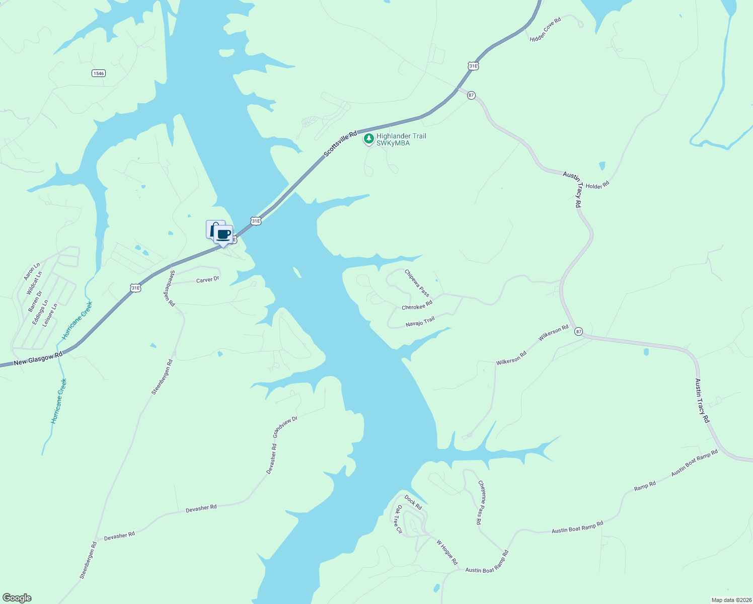 map of restaurants, bars, coffee shops, grocery stores, and more near 913 Cherokee Road in Lucas