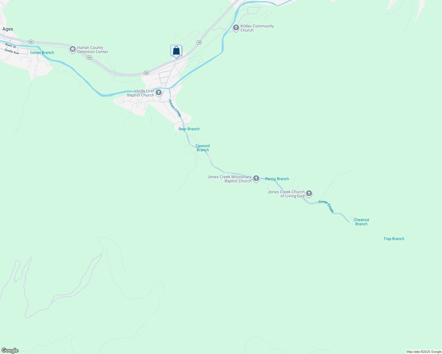 map of restaurants, bars, coffee shops, grocery stores, and more near 58 Mose Hollow Road in Evarts