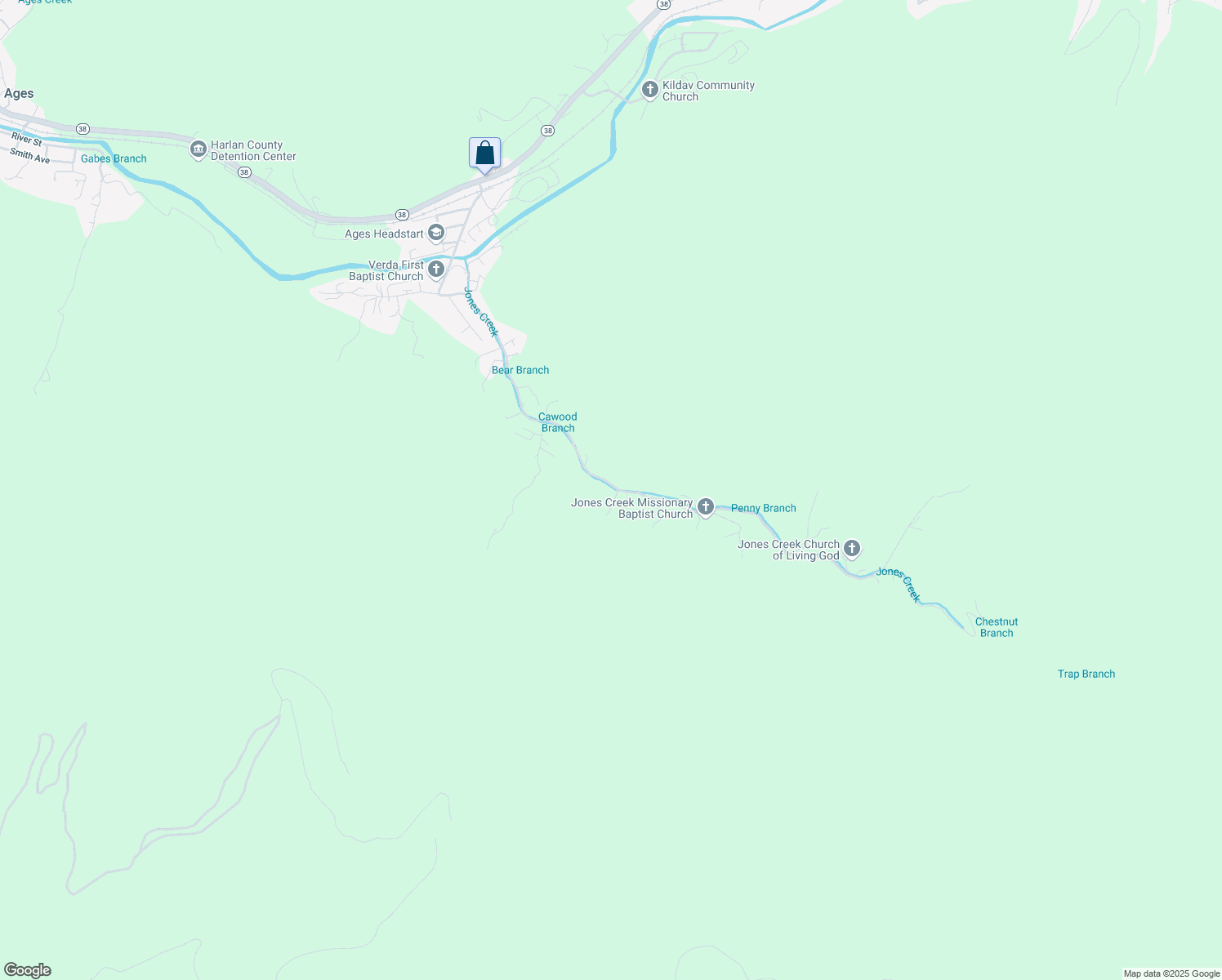 map of restaurants, bars, coffee shops, grocery stores, and more near 58 Mose Hollow Road in Evarts