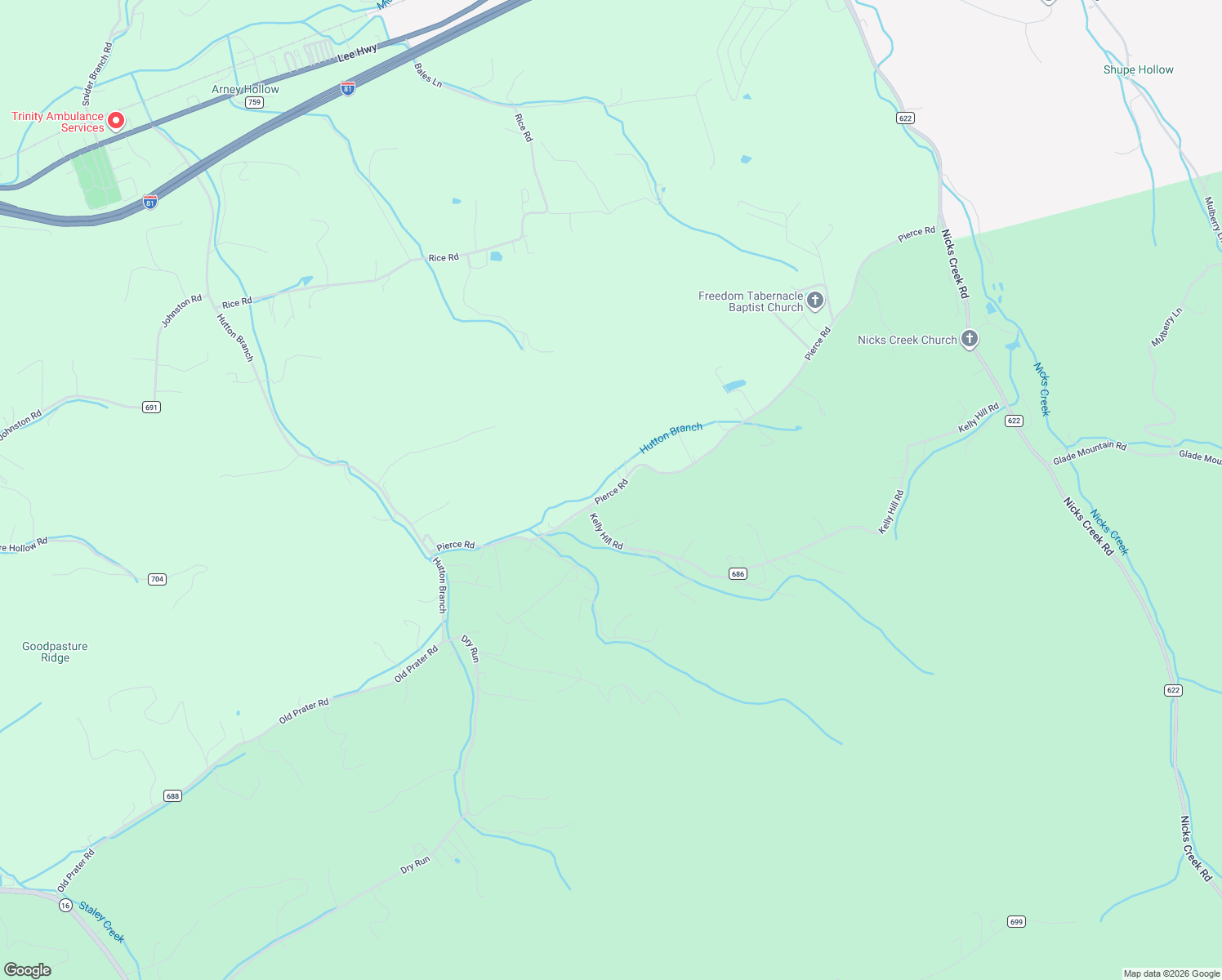 map of restaurants, bars, coffee shops, grocery stores, and more near 686 Pierce Road in Atkins