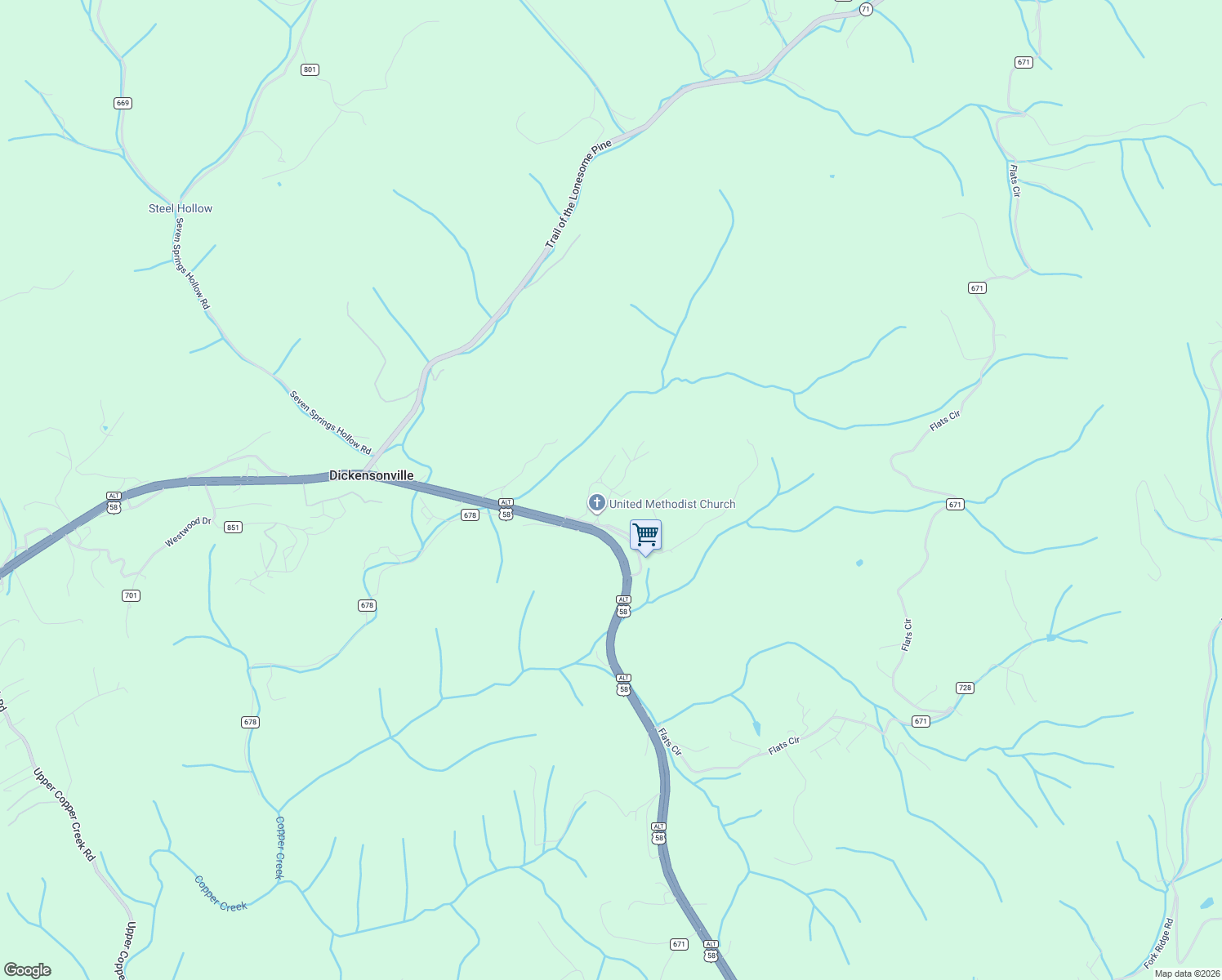 map of restaurants, bars, coffee shops, grocery stores, and more near 201 Cedar Rock Drive in Castlewood
