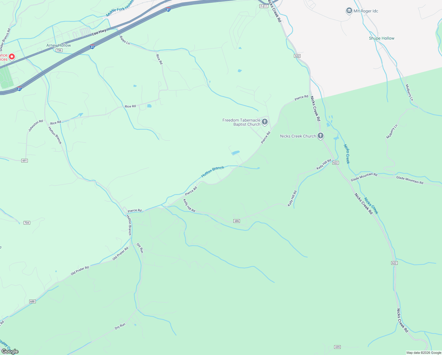 map of restaurants, bars, coffee shops, grocery stores, and more near 553 Pierce Road in Atkins