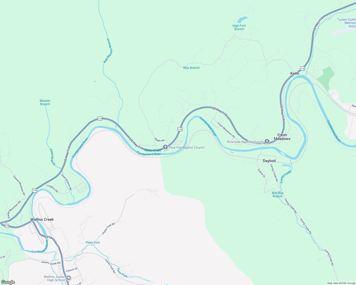 map of restaurants, bars, coffee shops, grocery stores, and more near 158 Red Wing Road in Wallins Creek