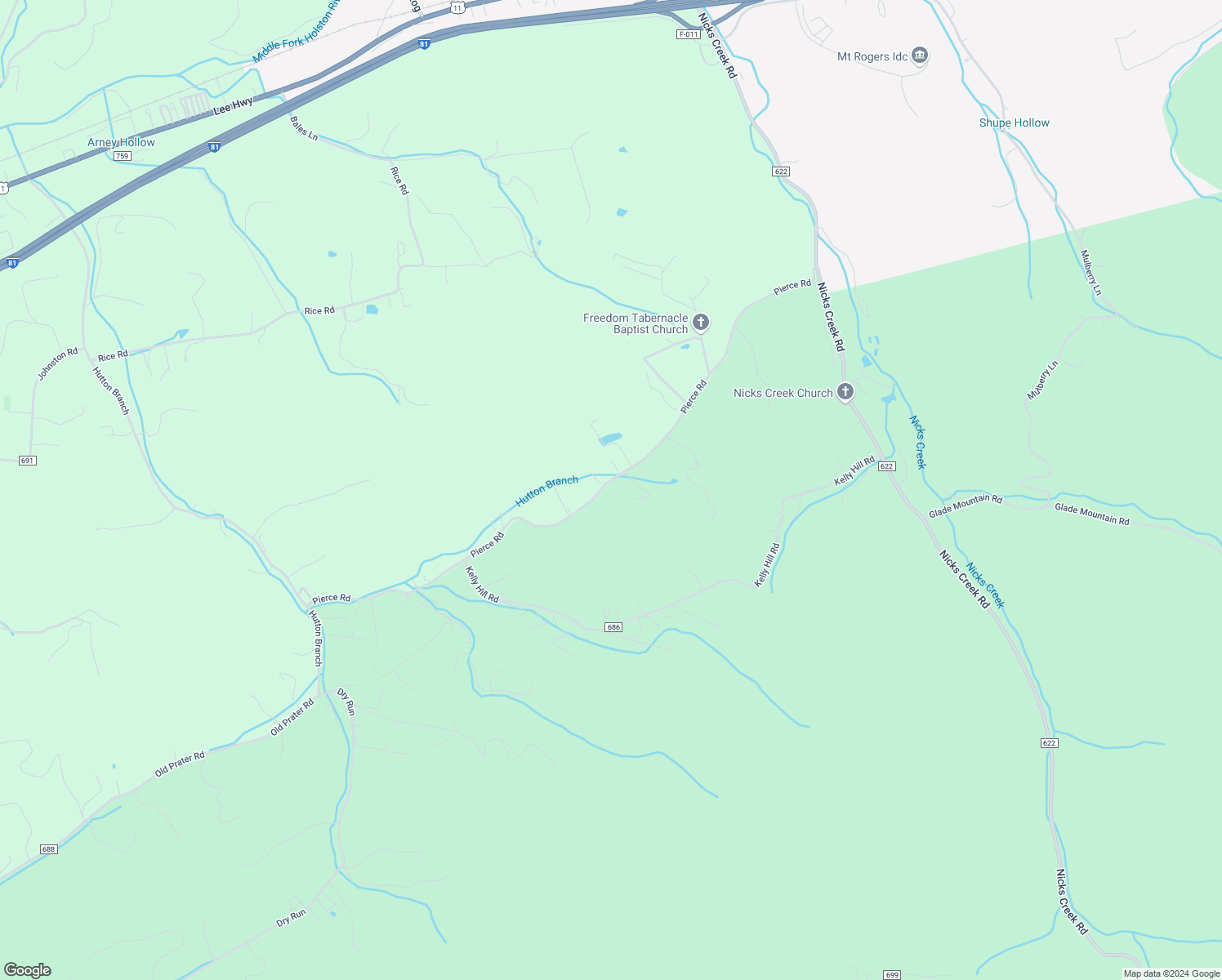 map of restaurants, bars, coffee shops, grocery stores, and more near 509 Pierce Road in Atkins