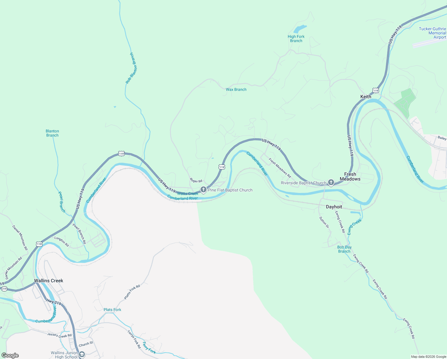 map of restaurants, bars, coffee shops, grocery stores, and more near 158 Red Wing Road in Wallins Creek