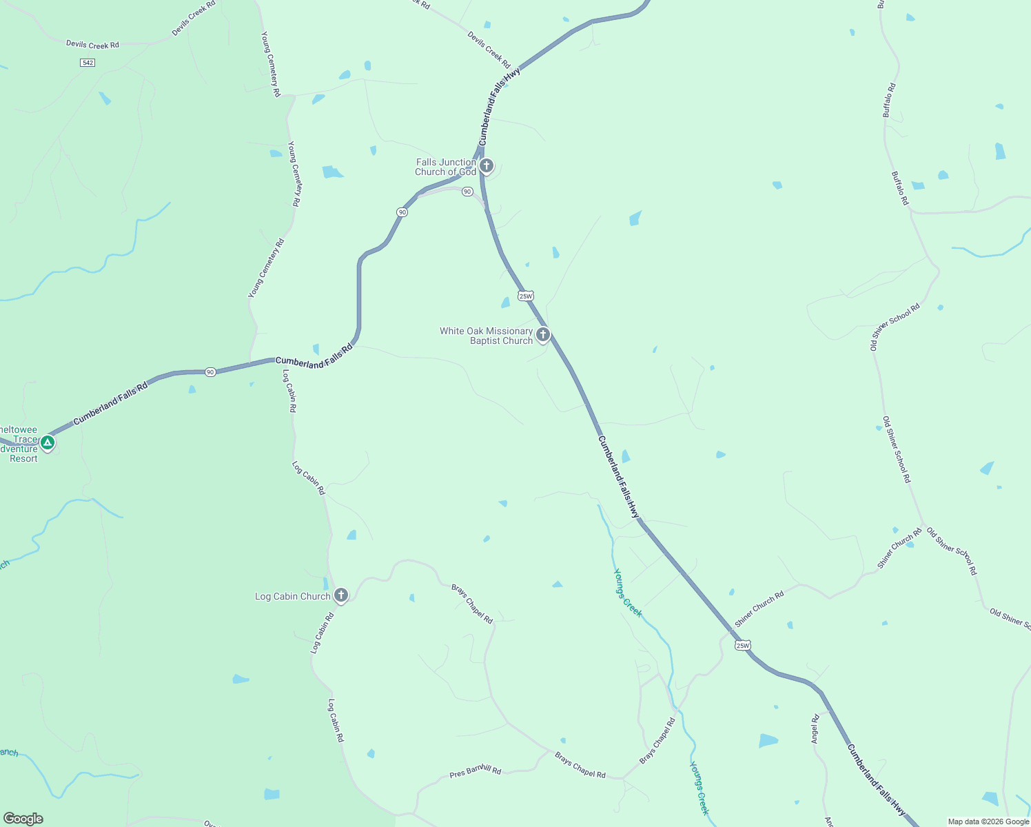 map of restaurants, bars, coffee shops, grocery stores, and more near 636 Joe Young Road in Corbin
