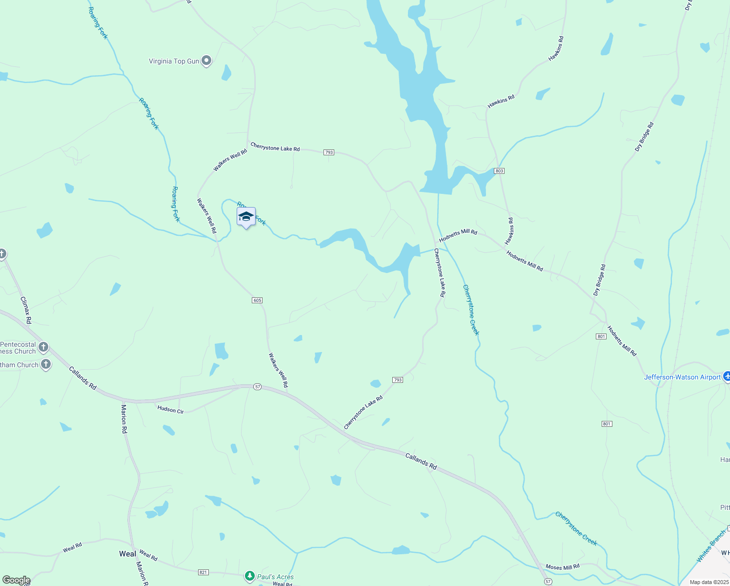 map of restaurants, bars, coffee shops, grocery stores, and more near 741 Roaring Fork Lake Road in Chatham
