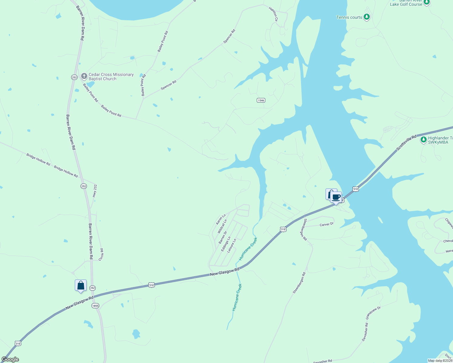 map of restaurants, bars, coffee shops, grocery stores, and more near Lost Cove Lane in Scottsville