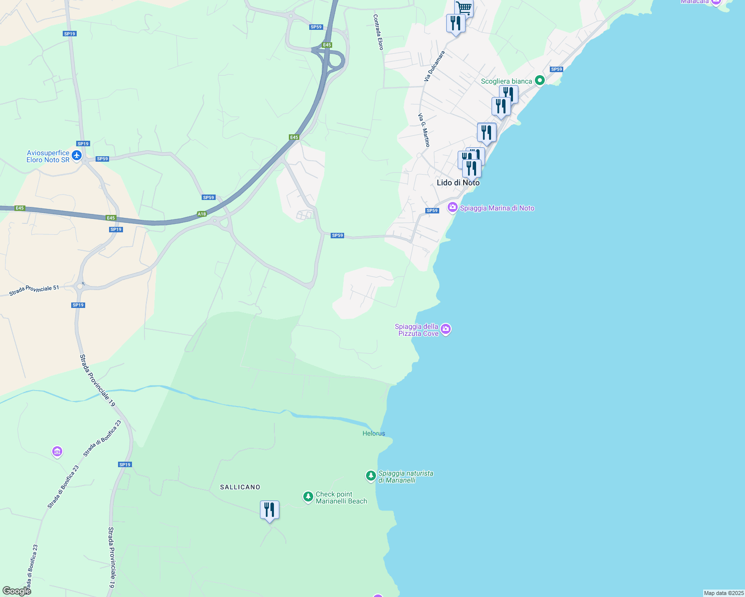 map of restaurants, bars, coffee shops, grocery stores, and more near in Free municipal consortium of Syracuse
