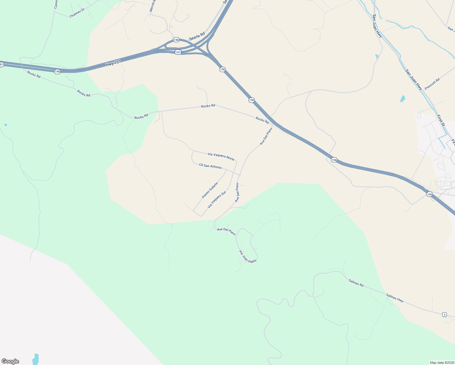 map of restaurants, bars, coffee shops, grocery stores, and more near 182 Vía Vaquero Sur in San Juan Bautista