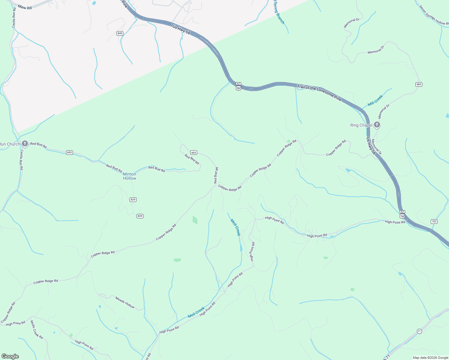 map of restaurants, bars, coffee shops, grocery stores, and more near 2229 Red Bud Road in Castlewood