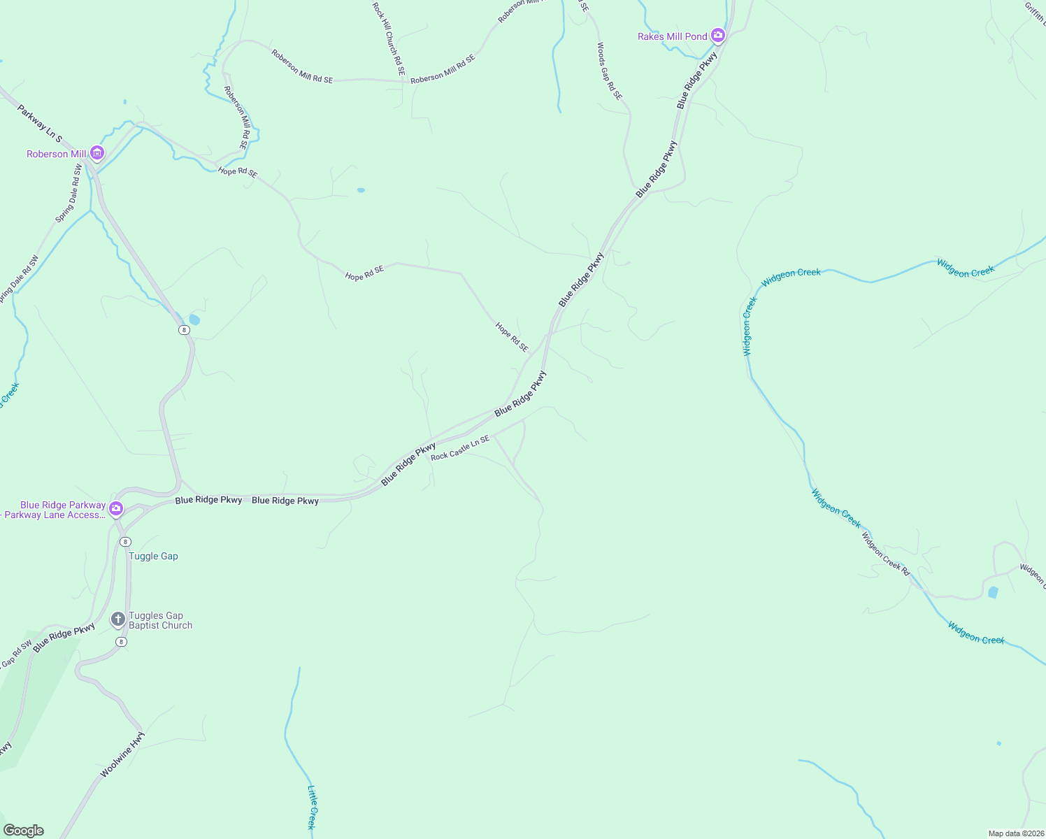 map of restaurants, bars, coffee shops, grocery stores, and more near 80 Sunrise Lane in Floyd