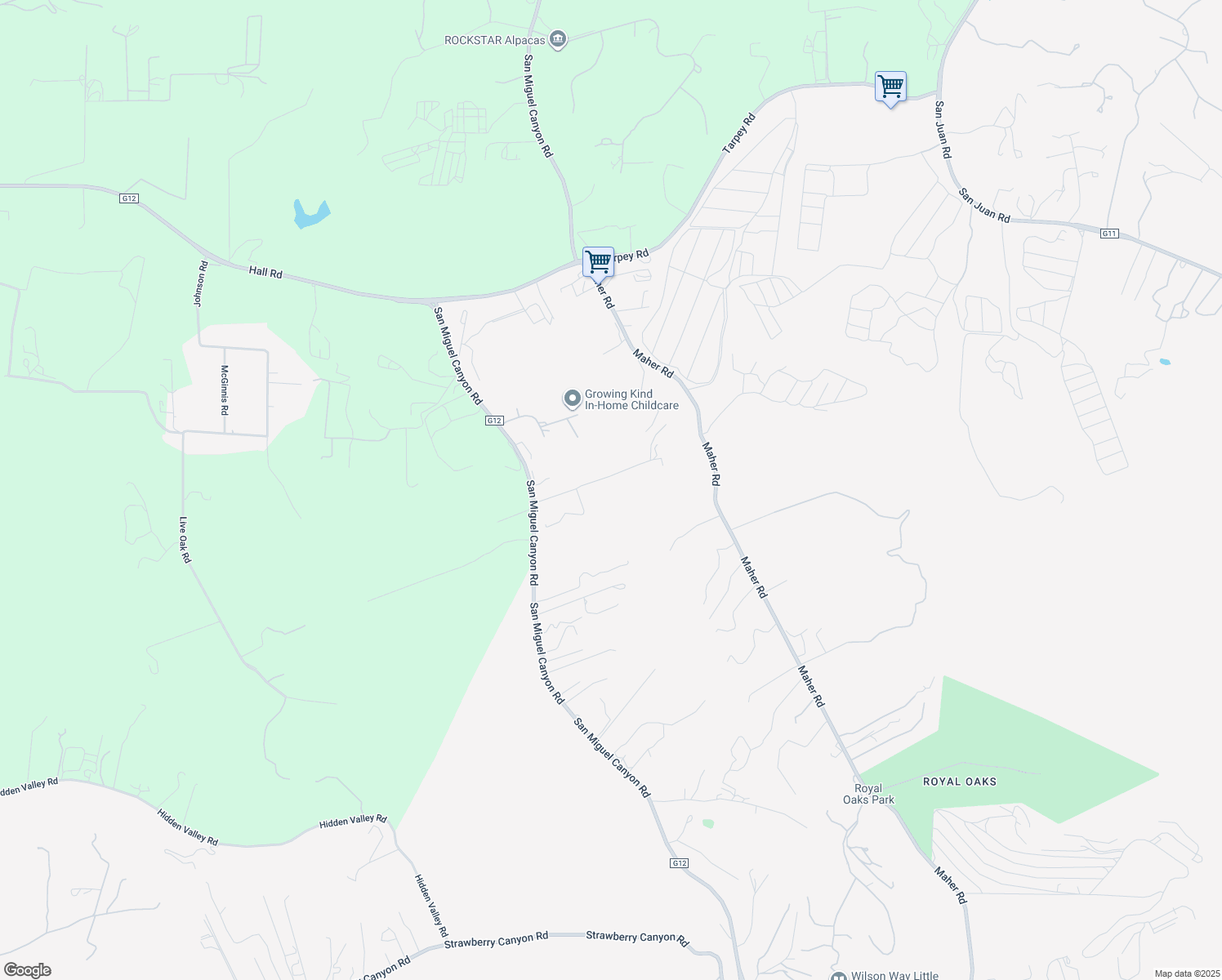 map of restaurants, bars, coffee shops, grocery stores, and more near 16530 Charles Schell Lane in Prunedale