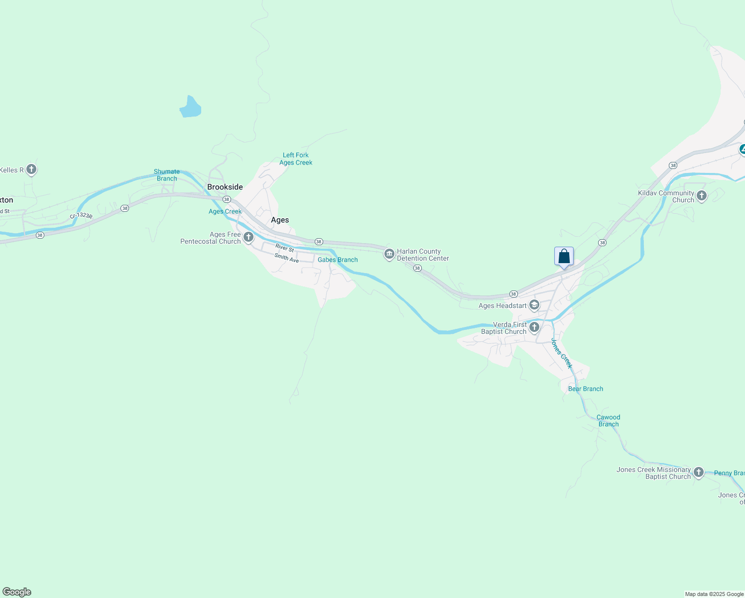 map of restaurants, bars, coffee shops, grocery stores, and more near 201 Nolan Lane in Evarts