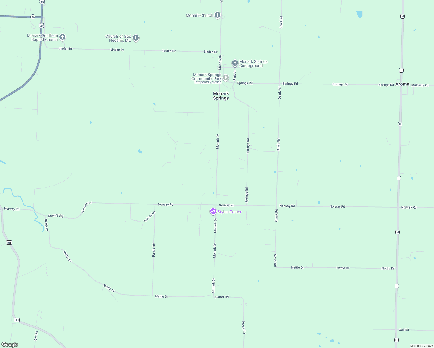 map of restaurants, bars, coffee shops, grocery stores, and more near 14744-14808 Monark Dr in Neosho