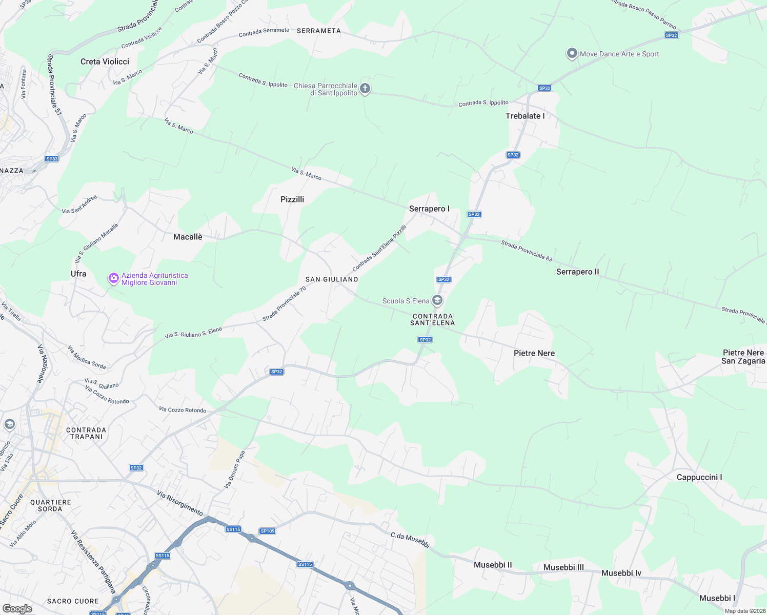 map of restaurants, bars, coffee shops, grocery stores, and more near 25 Strada Provinciale 70 in Libero consorzio comunale di Ragusa