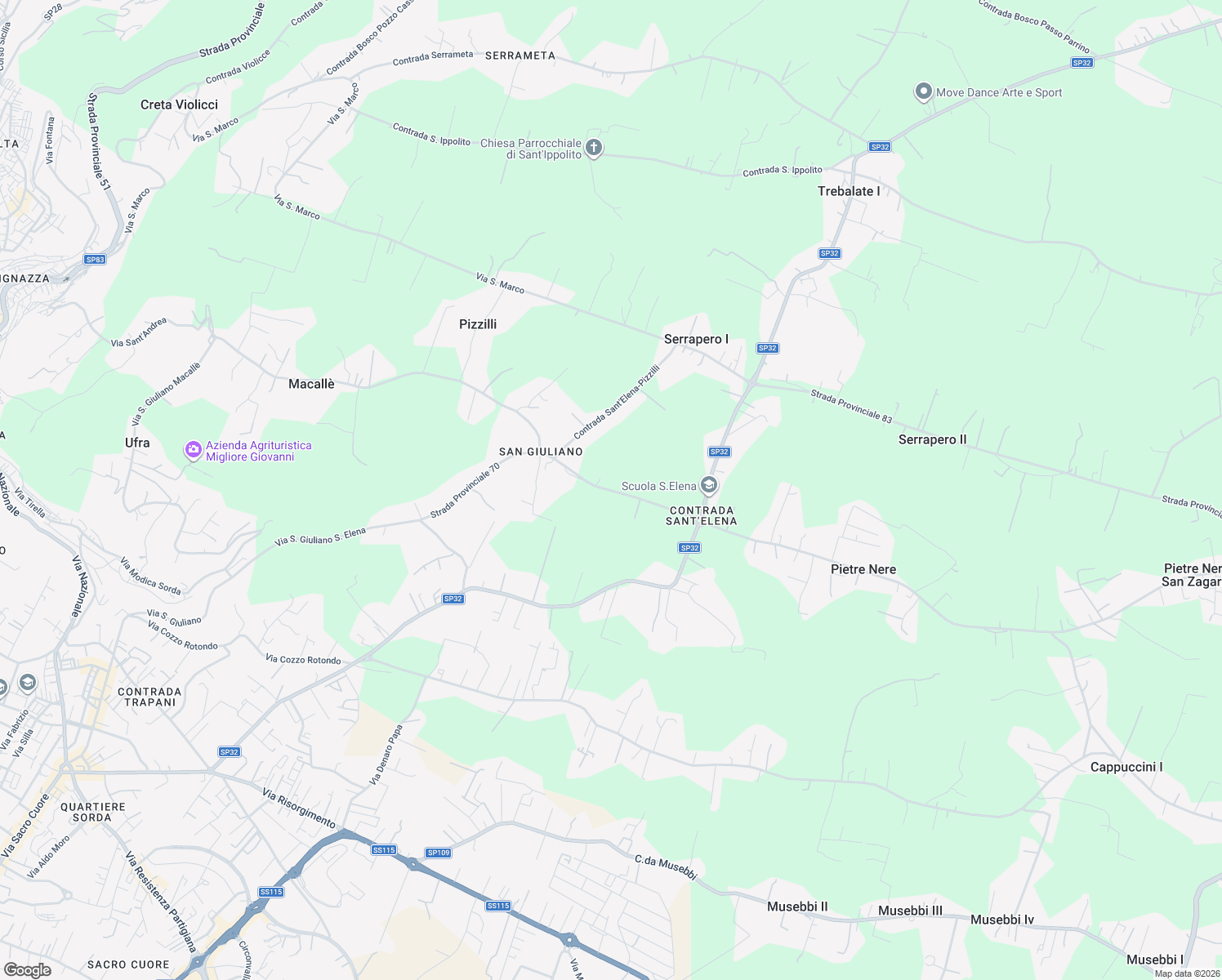 map of restaurants, bars, coffee shops, grocery stores, and more near 25 SP70 in Libero consorzio comunale di Ragusa