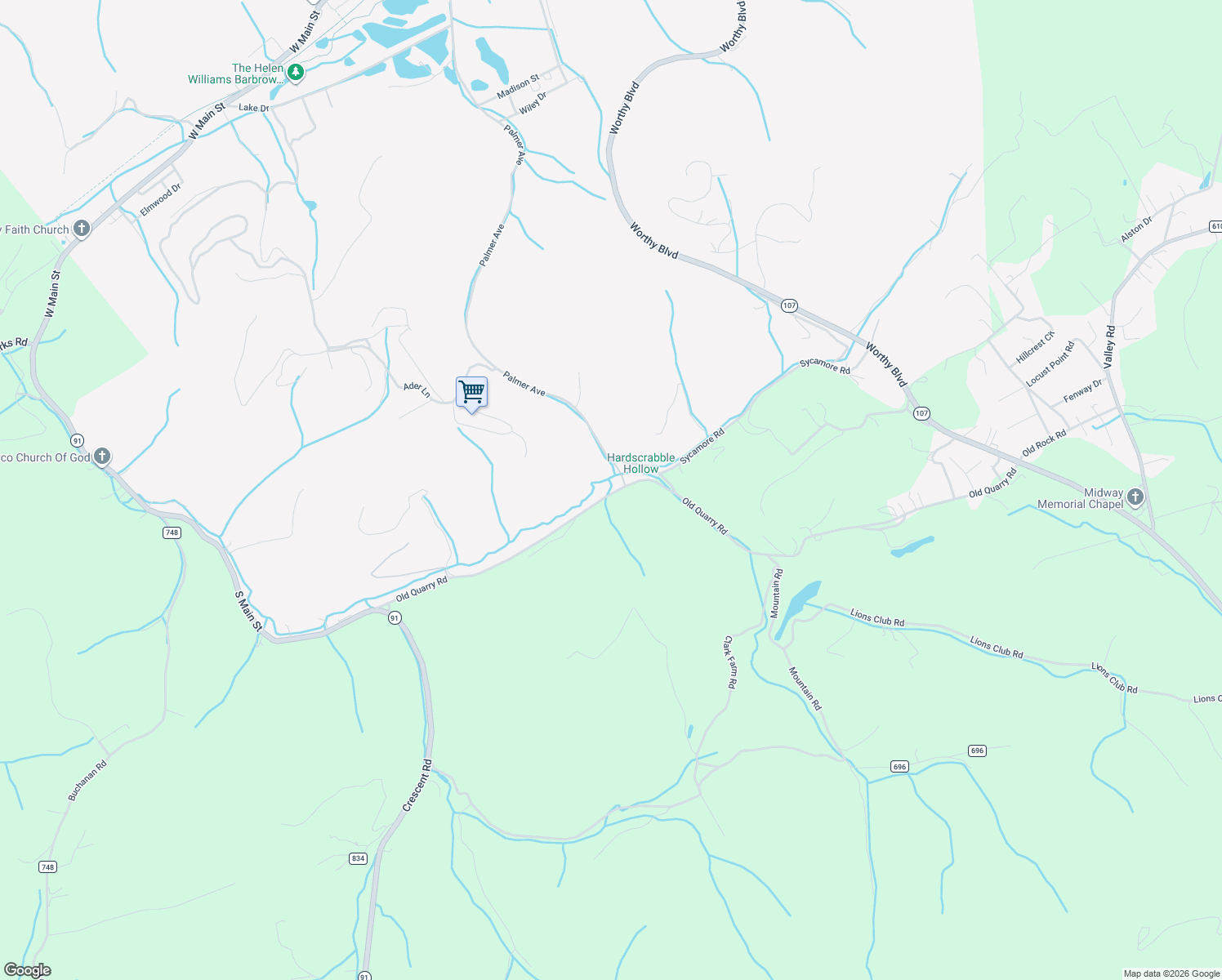 map of restaurants, bars, coffee shops, grocery stores, and more near Old Quarry Road in Saltville