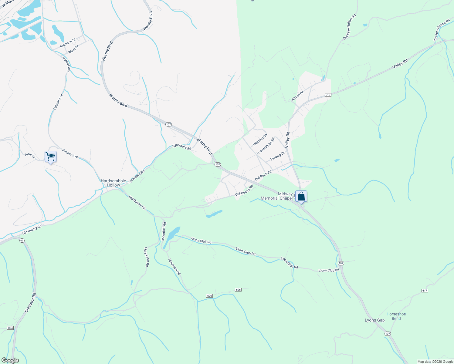 map of restaurants, bars, coffee shops, grocery stores, and more near 2884 Highway 107 in Saltville