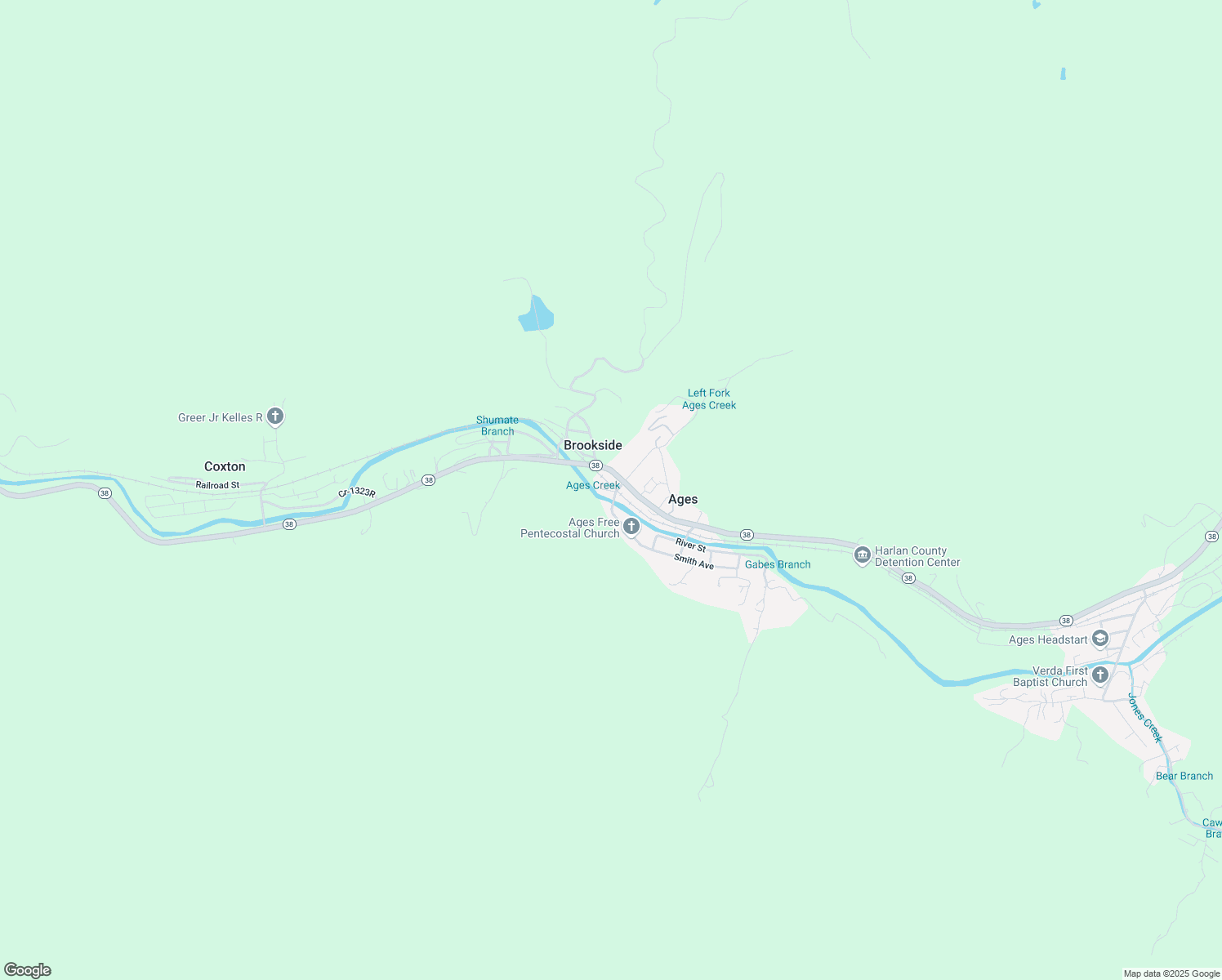 map of restaurants, bars, coffee shops, grocery stores, and more near 4949 Kentucky 38 in Ages