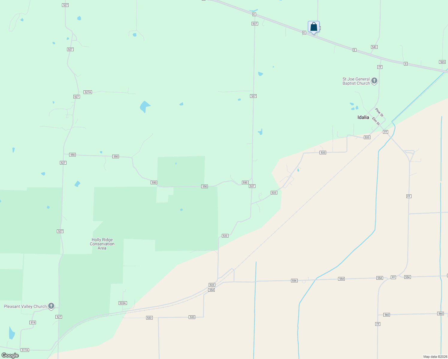 map of restaurants, bars, coffee shops, grocery stores, and more near 21793 County Road 550 in Bloomfield
