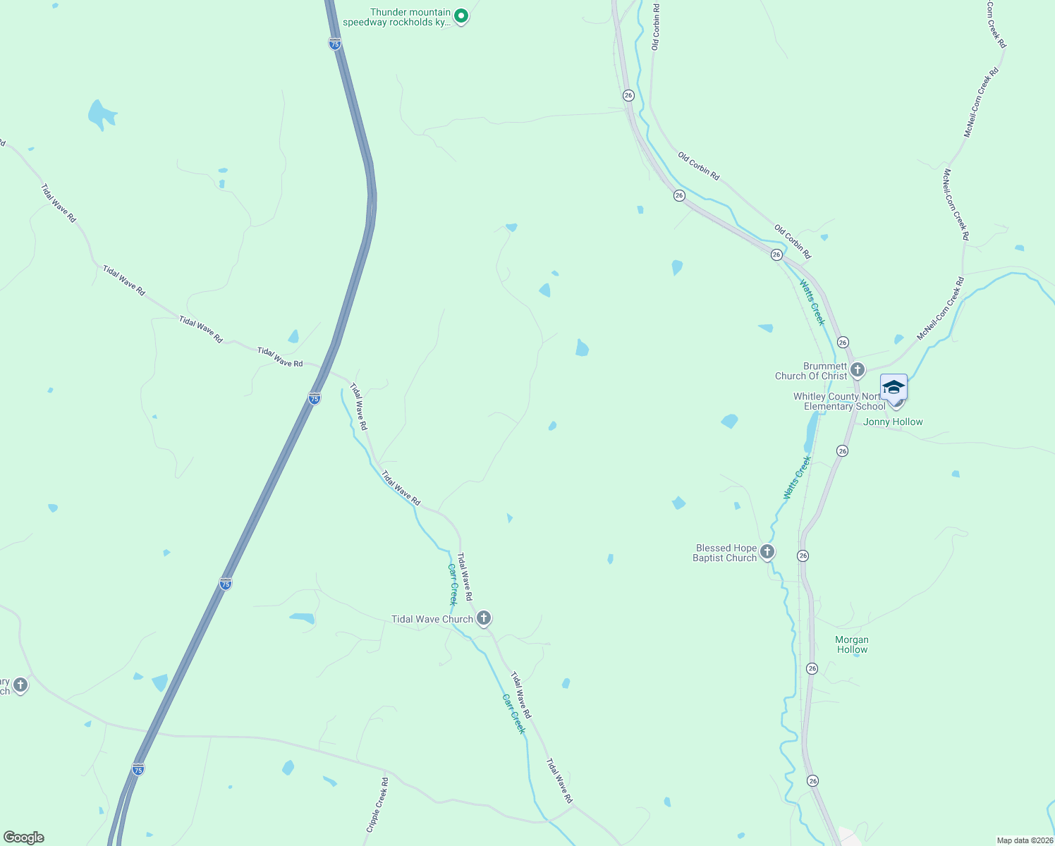 map of restaurants, bars, coffee shops, grocery stores, and more near Wells Road in Corbin