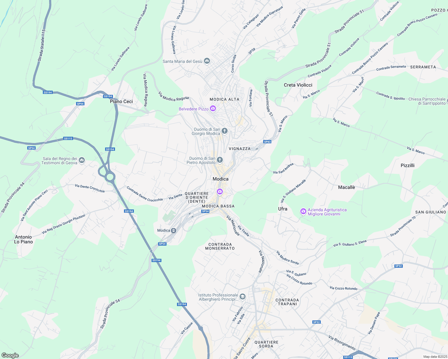 map of restaurants, bars, coffee shops, grocery stores, and more near in Modica