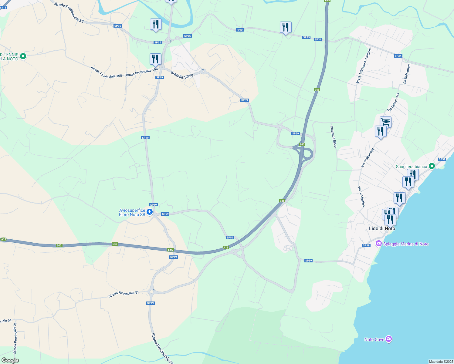 map of restaurants, bars, coffee shops, grocery stores, and more near in Free municipal consortium of Syracuse