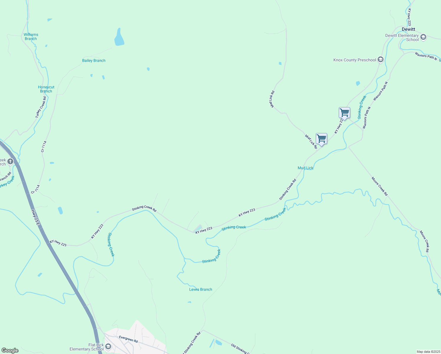 map of restaurants, bars, coffee shops, grocery stores, and more near in Flat Lick