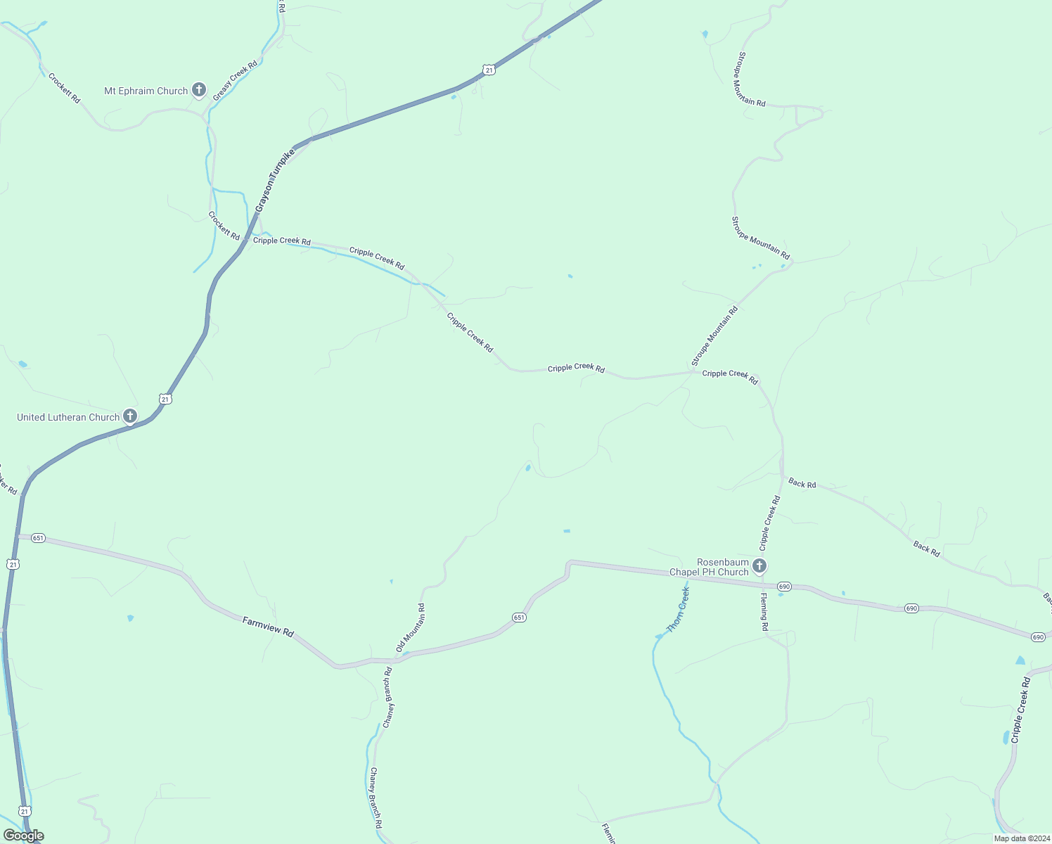 map of restaurants, bars, coffee shops, grocery stores, and more near 571 Old Mountain Road in Wytheville