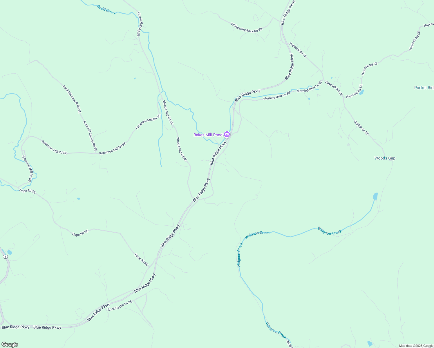 map of restaurants, bars, coffee shops, grocery stores, and more near 1329 Morning Dew Lane Southeast in Floyd