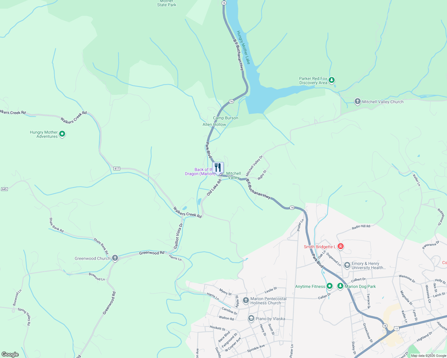 map of restaurants, bars, coffee shops, grocery stores, and more near 1859 Park Boulevard in Marion