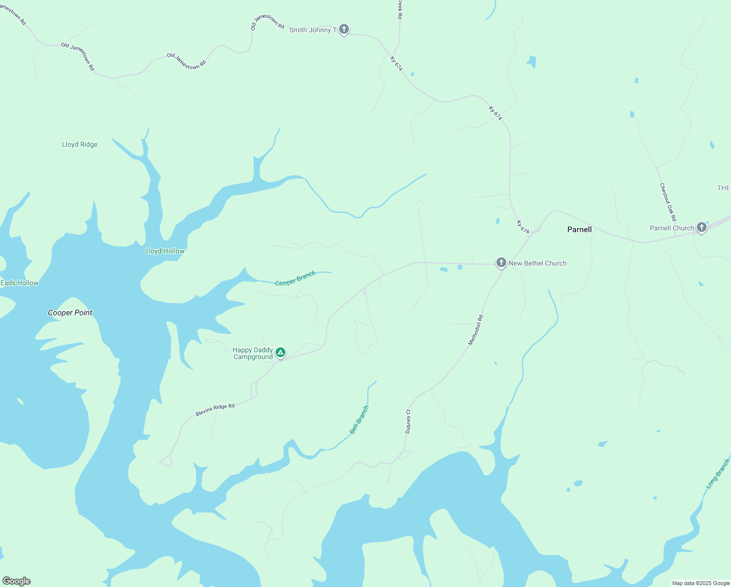 map of restaurants, bars, coffee shops, grocery stores, and more near O Parmley Road in Wayne County