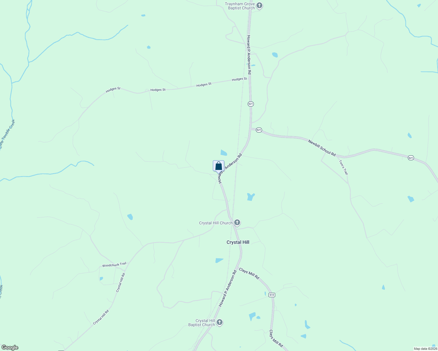 map of restaurants, bars, coffee shops, grocery stores, and more near 7010 Howard P Anderson Rd in Crystal Hill